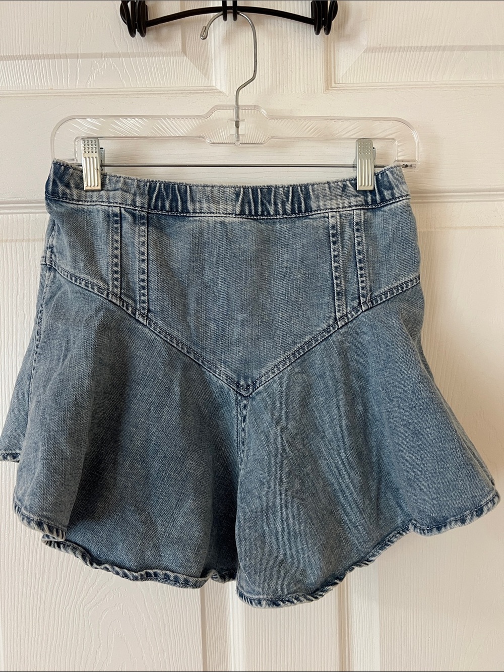 aerie Light Blue Denim Flared Skirt